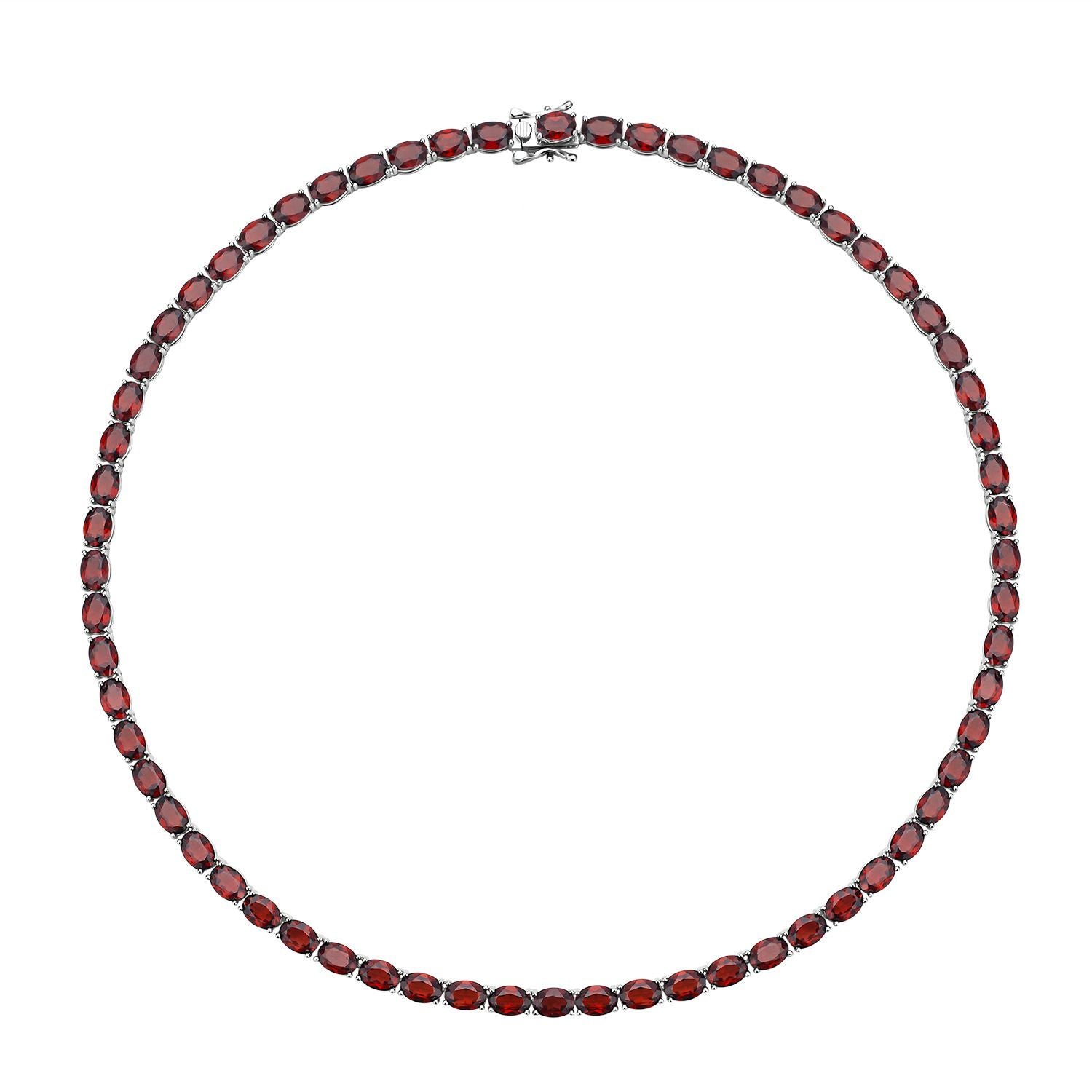 Mosambik Granat Halskette, ca. 45 cm, 925 Silber rhodiniert ca. 61,56 ct