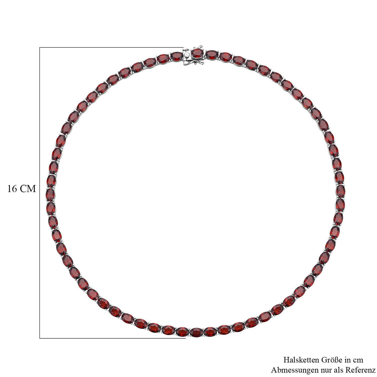 Mosambik Granat Halskette, ca. 45 cm, 925 Silber rhodiniert ca. 61,56 ct