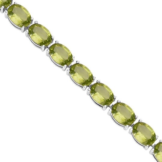 Natürliche, Peridot Halskette, ca. 45 cm, 925 Silber rhodiniert ca. 53.67 ct