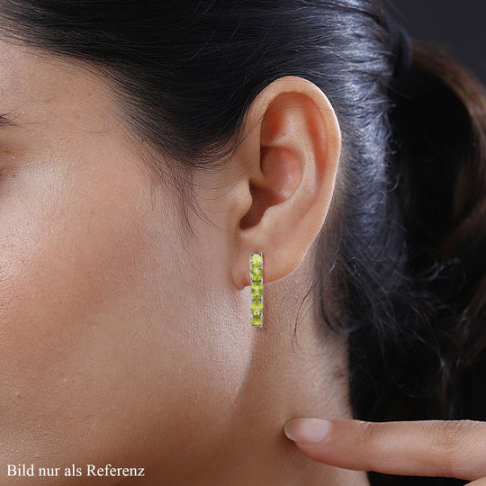 Natürliche Peridot-Creolen, 925 Silber rhodiniert ca. 15.22 ct