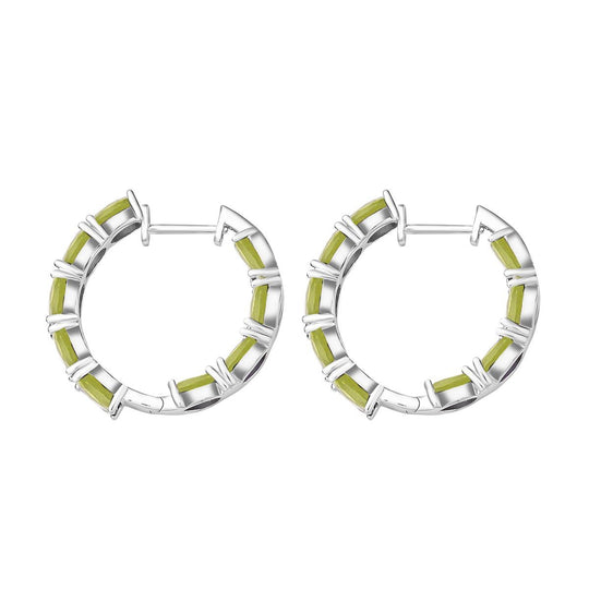 Natürliche Peridot-Creolen, 925 Silber rhodiniert ca. 15.22 ct