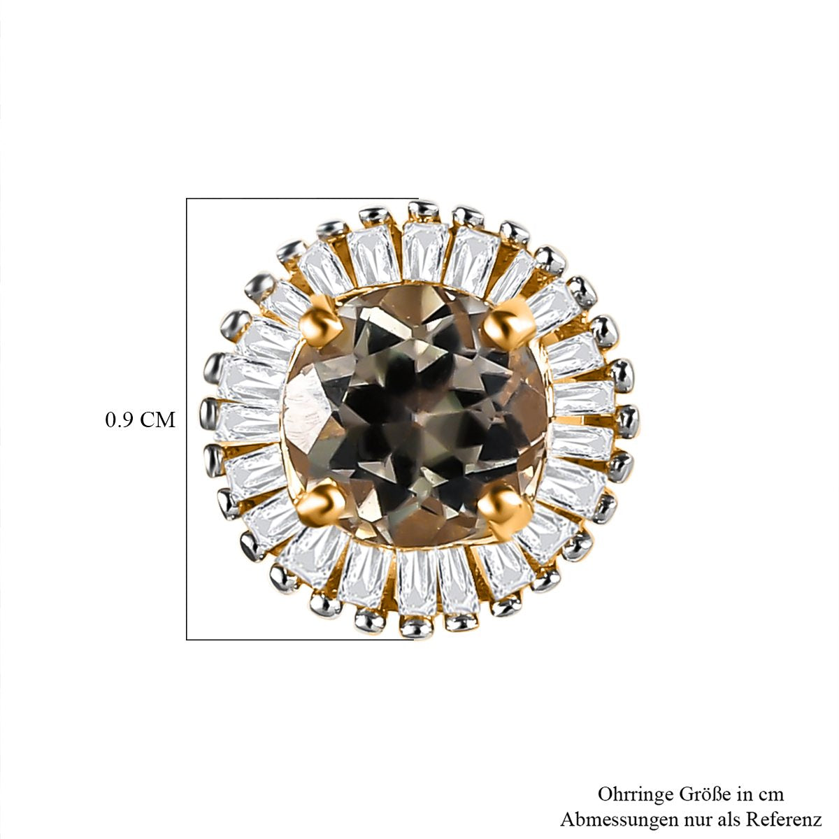 AAA Turkizit (Diaspore) und weiße Diamant Ohrstecker, 925 Silber Gelbgold Vermeil ca. 1.44 ct