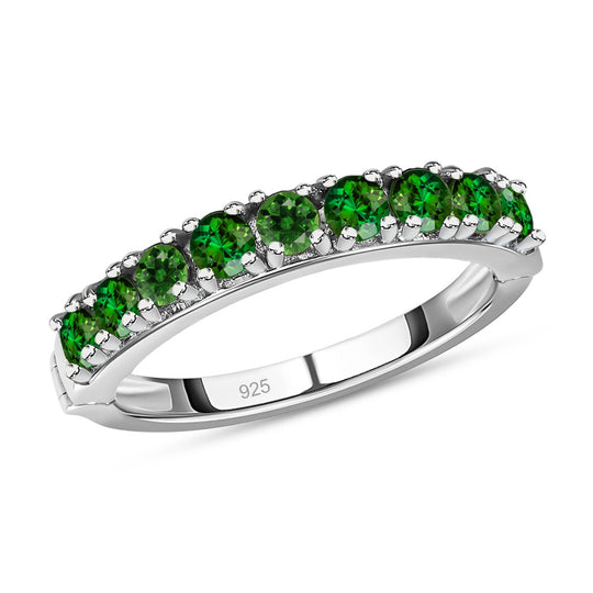 Natürlicher Chromdiopsid-Ring, 925 Silber platiniert ca. 1,18 ct