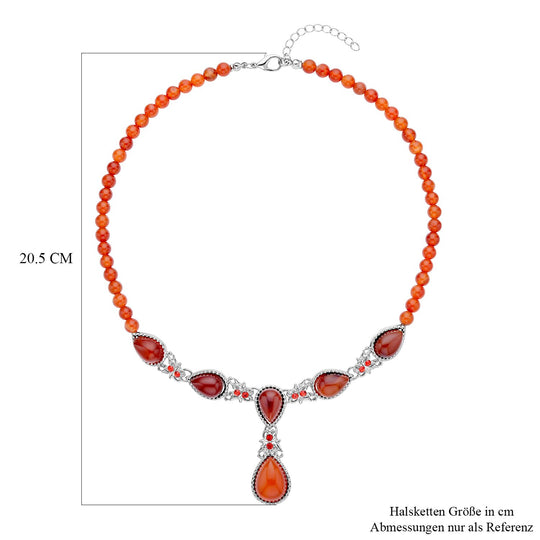 Rote Achat Halskette, ca. 45 cm, ca. 164,00 ct