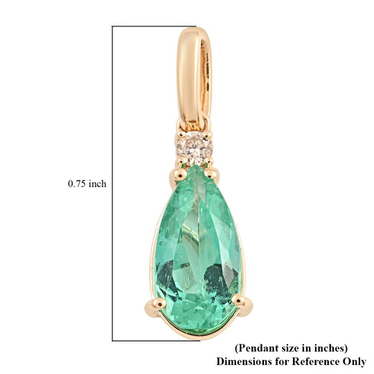 AAA Kolumbianischer Smaragd und weißer Diamant-Anhänger,  zertifiziert und geprüft, 585 Gold ca. 1.15 ct