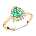 AAA Kolumbianischer Smaragd, Weißer Diamant Ring 585 Gold (Größe 17.00) ca. 1,25 ct