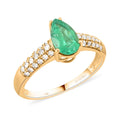 AAA Kolumbianischer Smaragd, Weißer Diamant Ring 585 Gold (Größe 17.00) ca. 1.50 ct
