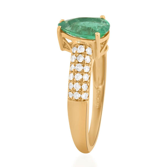 AAA Kolumbianischer Smaragd, Weißer Diamant Ring 585 Gold ca. 1.50 ct