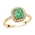 AAA Kolumbianischer Smaragd, Weißer Diamant Ring 585 Gold (Größe 17.00) ca. 1.65 ct