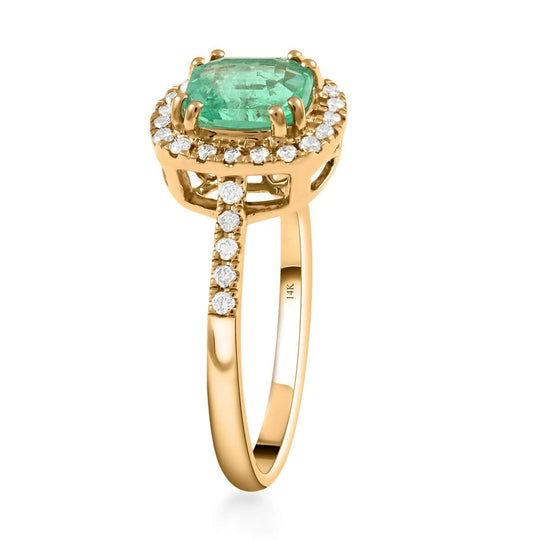 AAA Kolumbianischer Smaragd, Weißer Diamant Ring 585 Gold ca. 1.65 ct