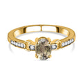 AAA Turkizit und weißer Zirkon-Ring, 925 Silber Gelbgold Vermeil (Größe 17.00) ca. 0,96 ct