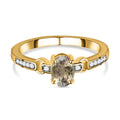 AAA Turkizit und weißer Zirkon-Ring, 925 Silber Gelbgold Vermeil (Größe 20.00) ca. 0,96 ct
