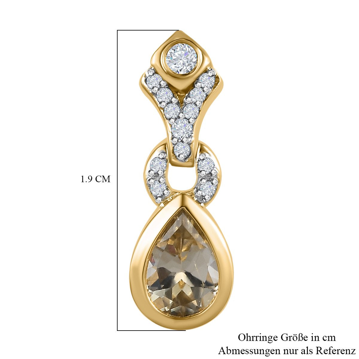AAA Turkizit und weiße Zirkon-Ohrringe, 925 Silber Gelbgold Vermeil ca. 1.73 ct