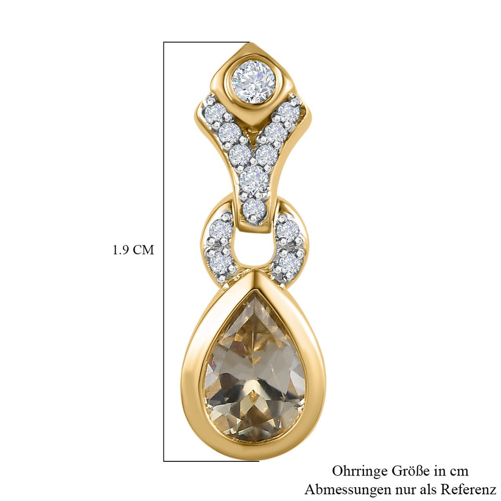 AAA Turkizit und weiße Zirkon-Ohrringe, 925 Silber Gelbgold Vermeil ca. 1.73 ct