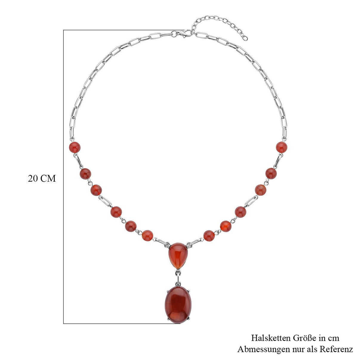 Rotes Achat Collier, ca. 45 cm, silberfarben ca. 70.00 ct