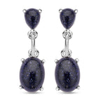 Blaue Sandstein Ohrringe, silberfarben, ca. 25.00 ct