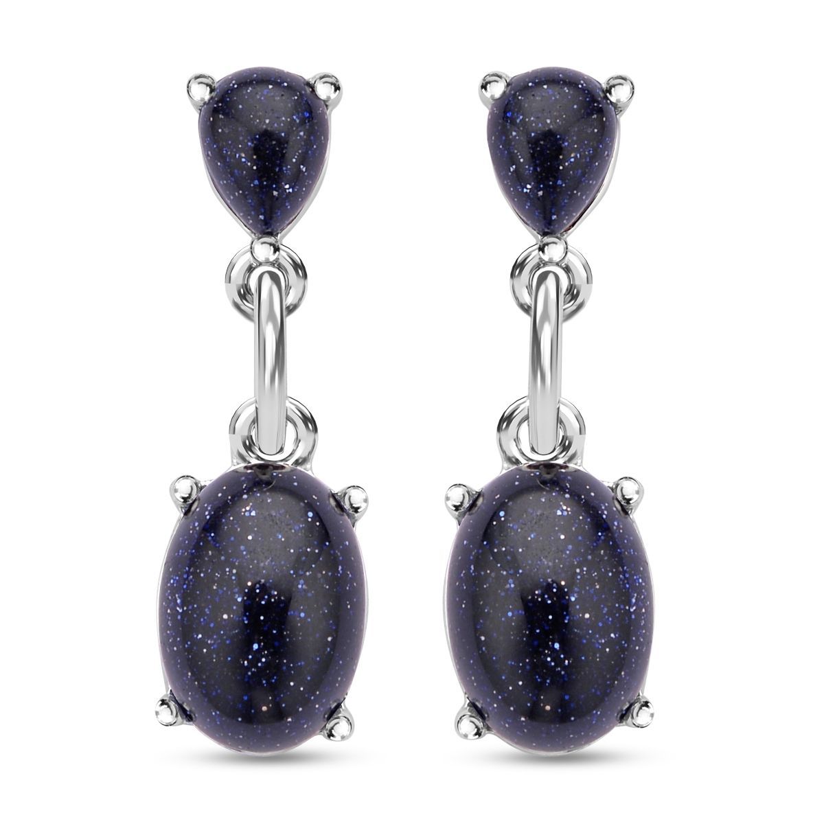 Blaue Sandstein Ohrringe, silberfarben, ca. 25.00 ct