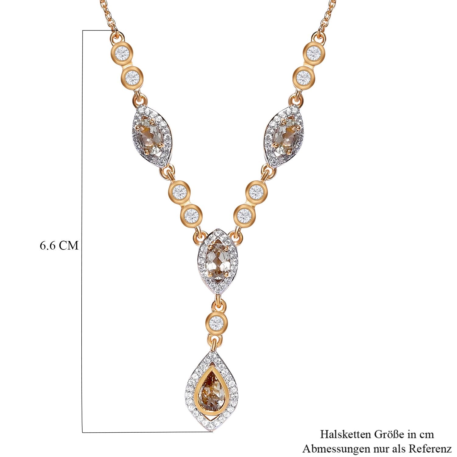 AAA Turkizit Halskette, ca. 45 cm, 925 Silber Gelbgold Vermeil ca. 3.74 ct