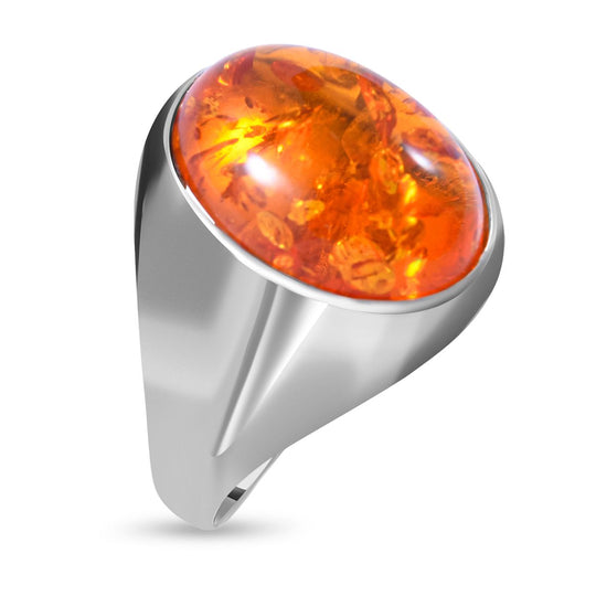 Natürlicher Bernstein Ring, 925 Silber platiniert ca. 4,27 ct