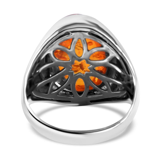 Natürlicher Bernstein Ring, 925 Silber platiniert ca. 4,27 ct
