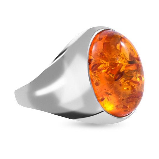 Natürlicher Bernstein Ring, 925 Silber platiniert ca. 4,27 ct