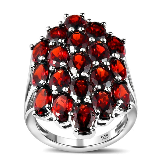 Mosambik Granat Ring, 925 Silber platiniert ca. 8.00 ct