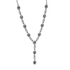 Alexandrit und weiße Zirkon Halskette, ca. 45 cm, 925 Silber platiniert ca. 2.46 ct