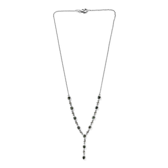 Alexandrit und weiße Zirkon Halskette, ca. 45 cm, 925 Silber platiniert ca. 2.46 ct