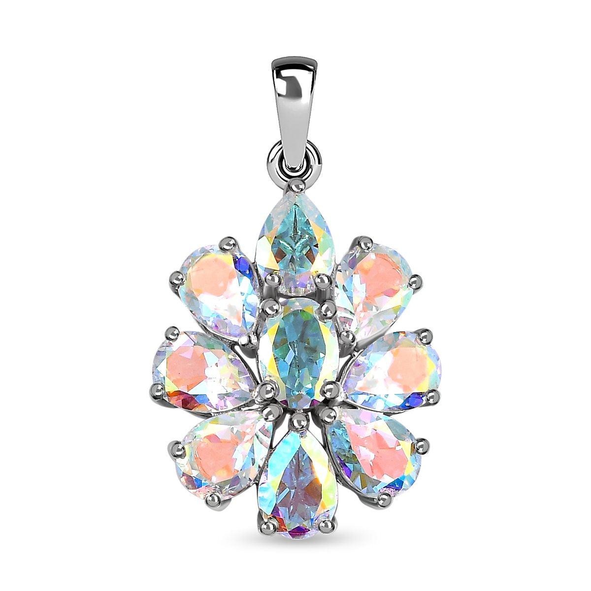 Merkur mystischer Topas Anhänger, 925 Silber platiniert ca. 7.25 ct