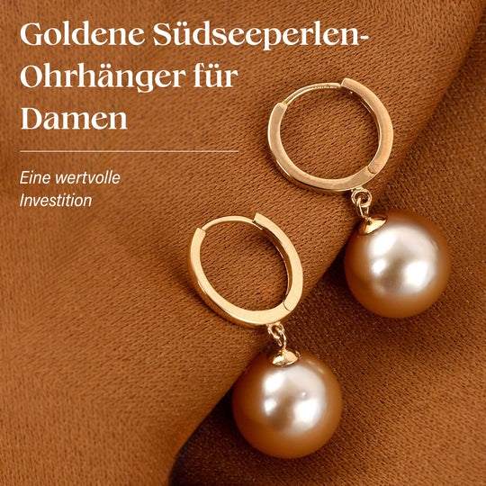 ILIANA - AAA Goldene Südsee Perlen Ohrringe, (10-11mm), 750 Gold