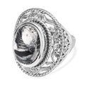 Weißer Büffel Ring, 925 Silber platiniert (Größe 17.00) ca. 8.97 ct
