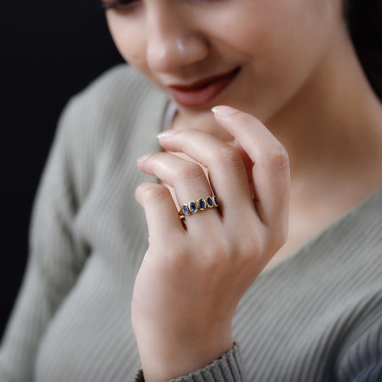 Kaschmir Kyanit Ring, 925 Silber vergoldet ca. 1.74 ct