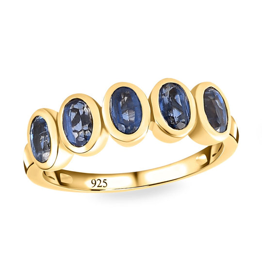 Kaschmir Kyanit Ring, 925 Silber vergoldet ca. 1.74 ct