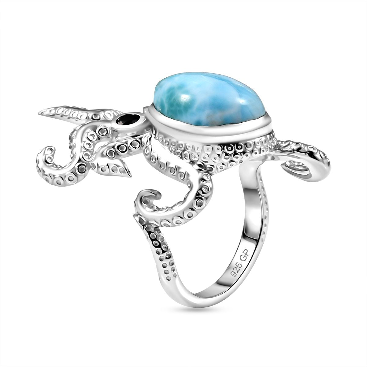 GP Trionfo Kollektion - Larimar, schwarzer Spinell und blauer Saphir Ring und Anhänger mit 45cm Kette