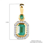 Kagem sambischer Smaragd Anhänger, 925 Silber Gelbgold Vermeil ca. 0.91 ct
