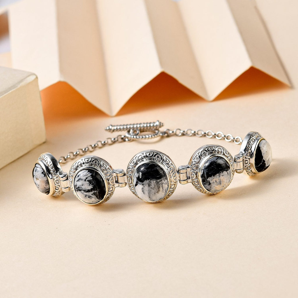 Weißer Büffel Armband ca. 19 cm 925 Silber platiniert ca. 16.79 ct