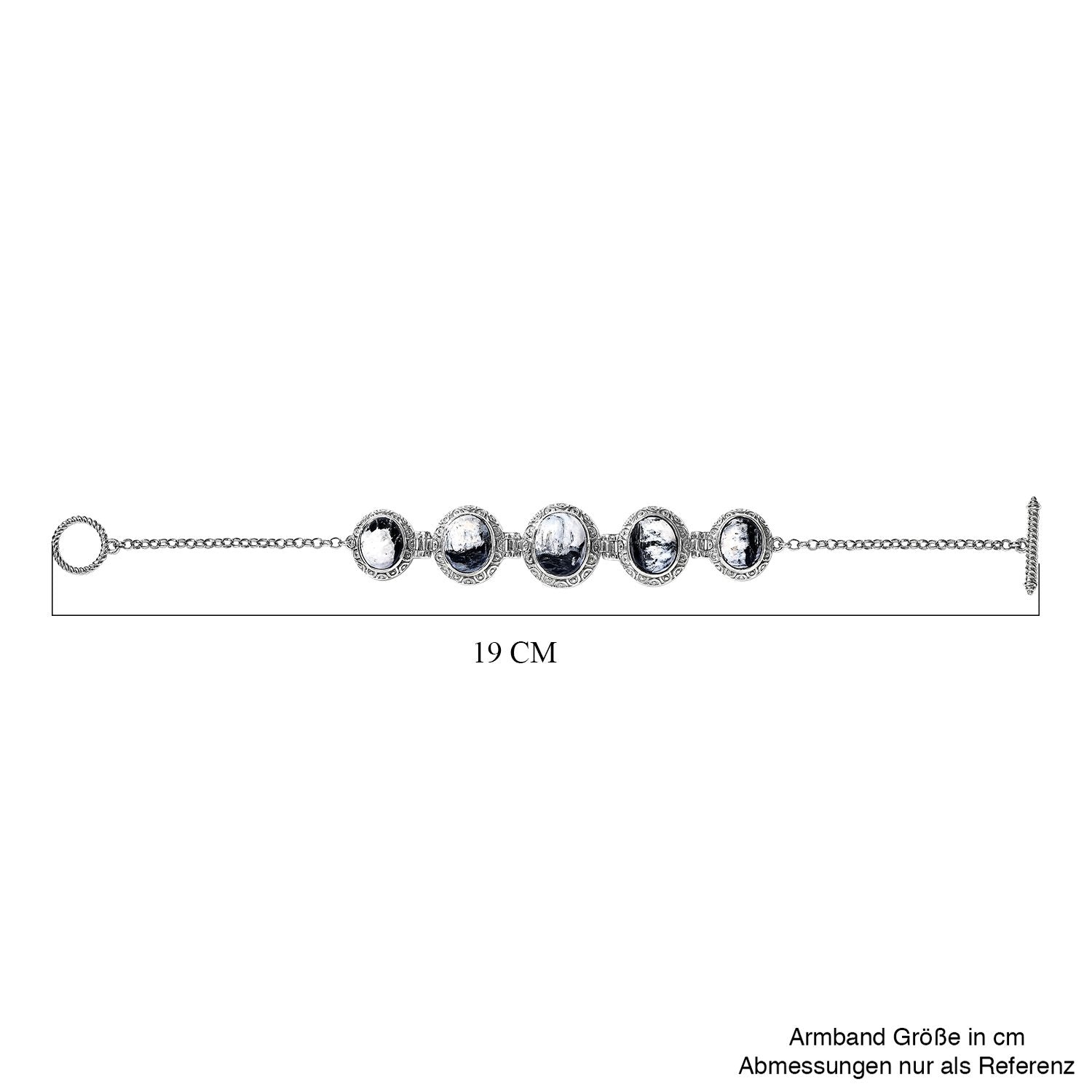 Weißer Büffel Armband ca. 19 cm 925 Silber platiniert ca. 16.79 ct