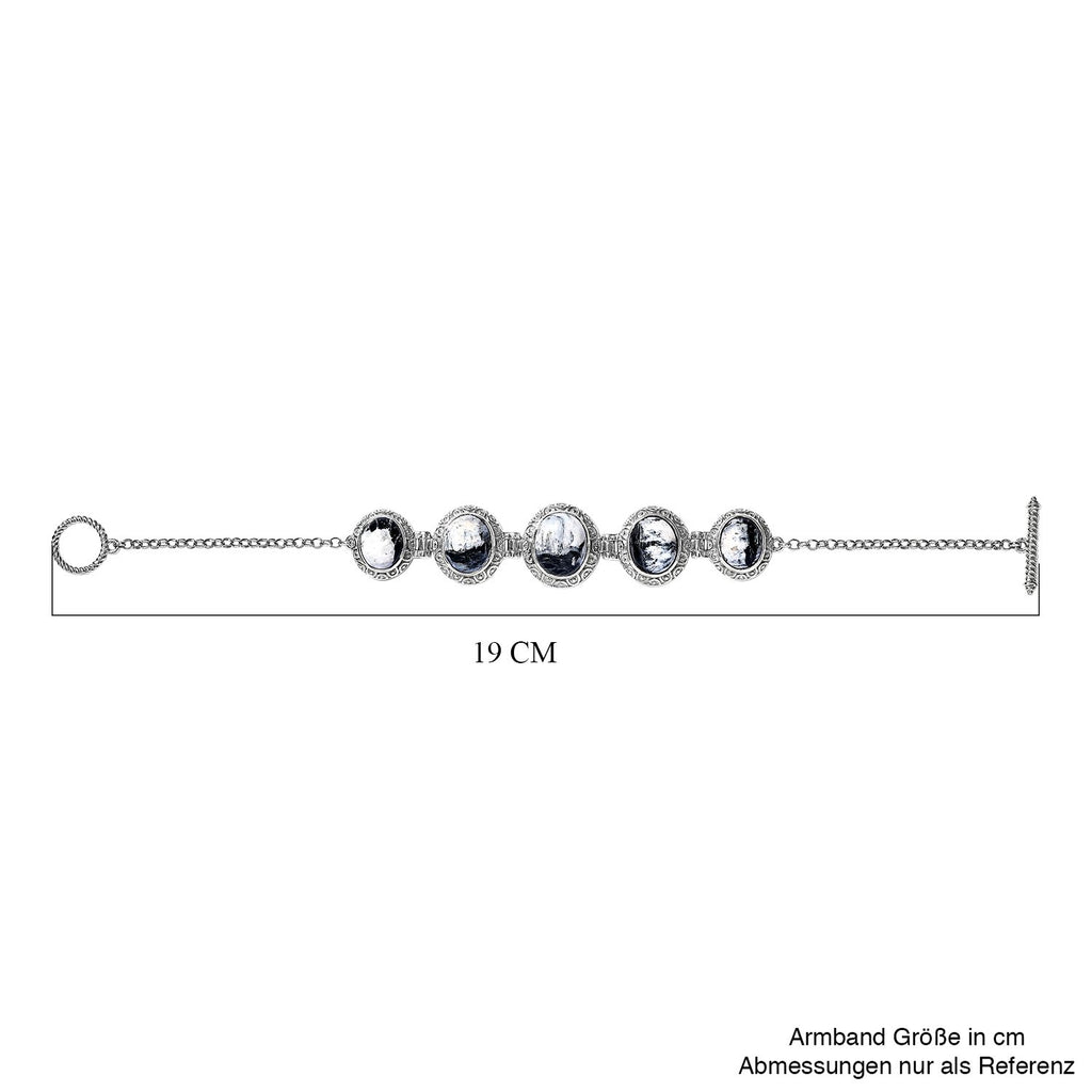 Weißer Büffel Armband ca. 19 cm 925 Silber platiniert ca. 16.79 ct