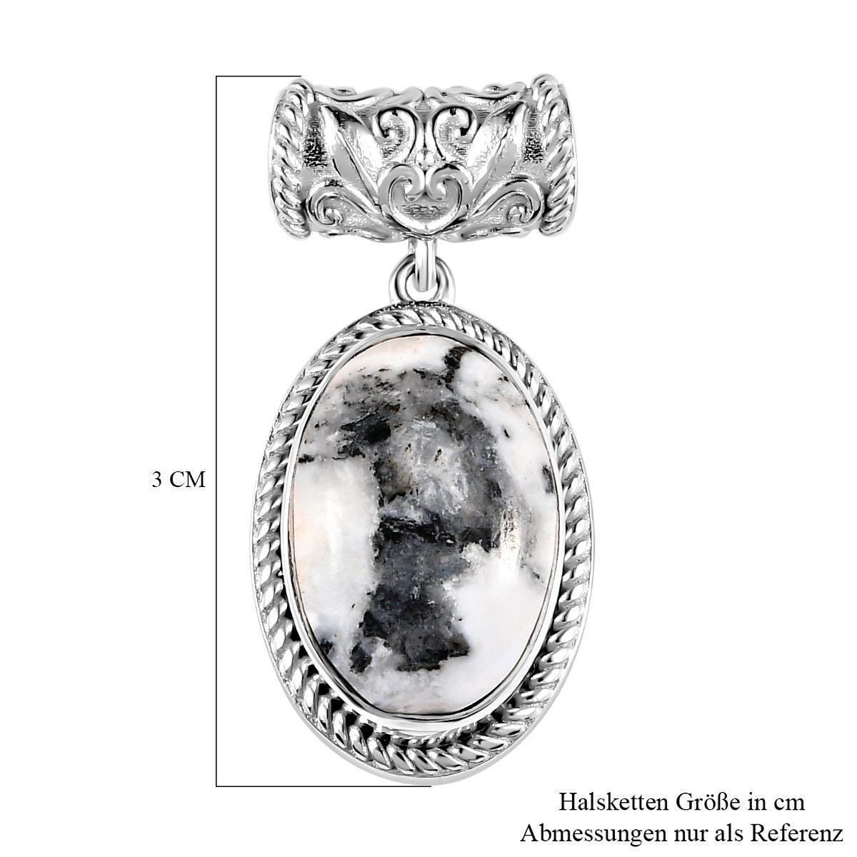 Weißer Büffel Anhänger 925 Silber platiniert ca. 8.64 ct