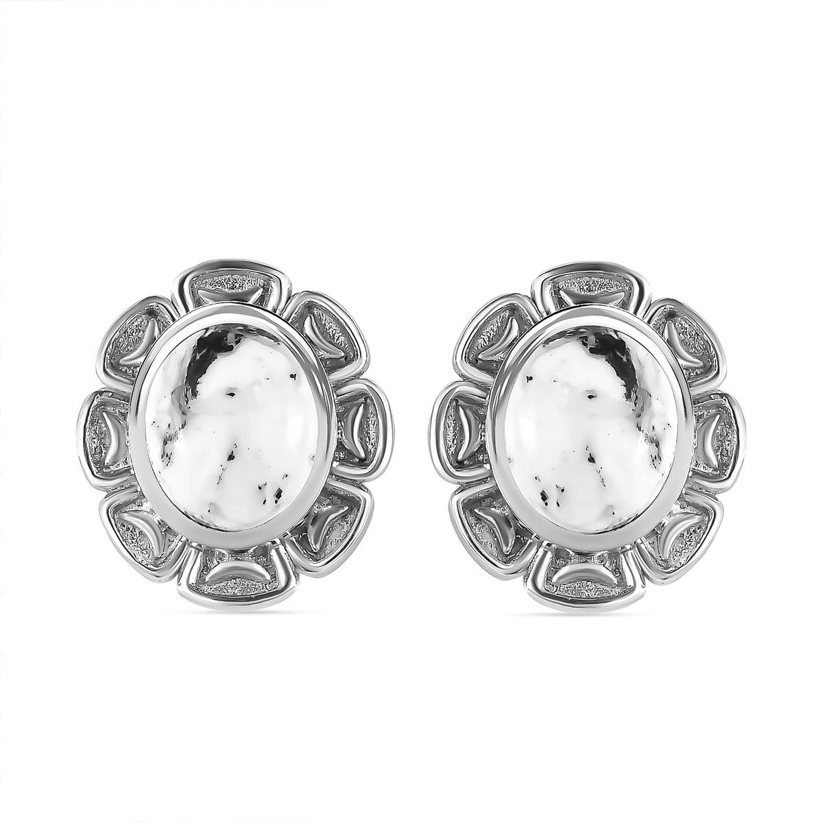 Weißer Büffel Ohrringe 925 Silber platiniert ca. 7.52 ct