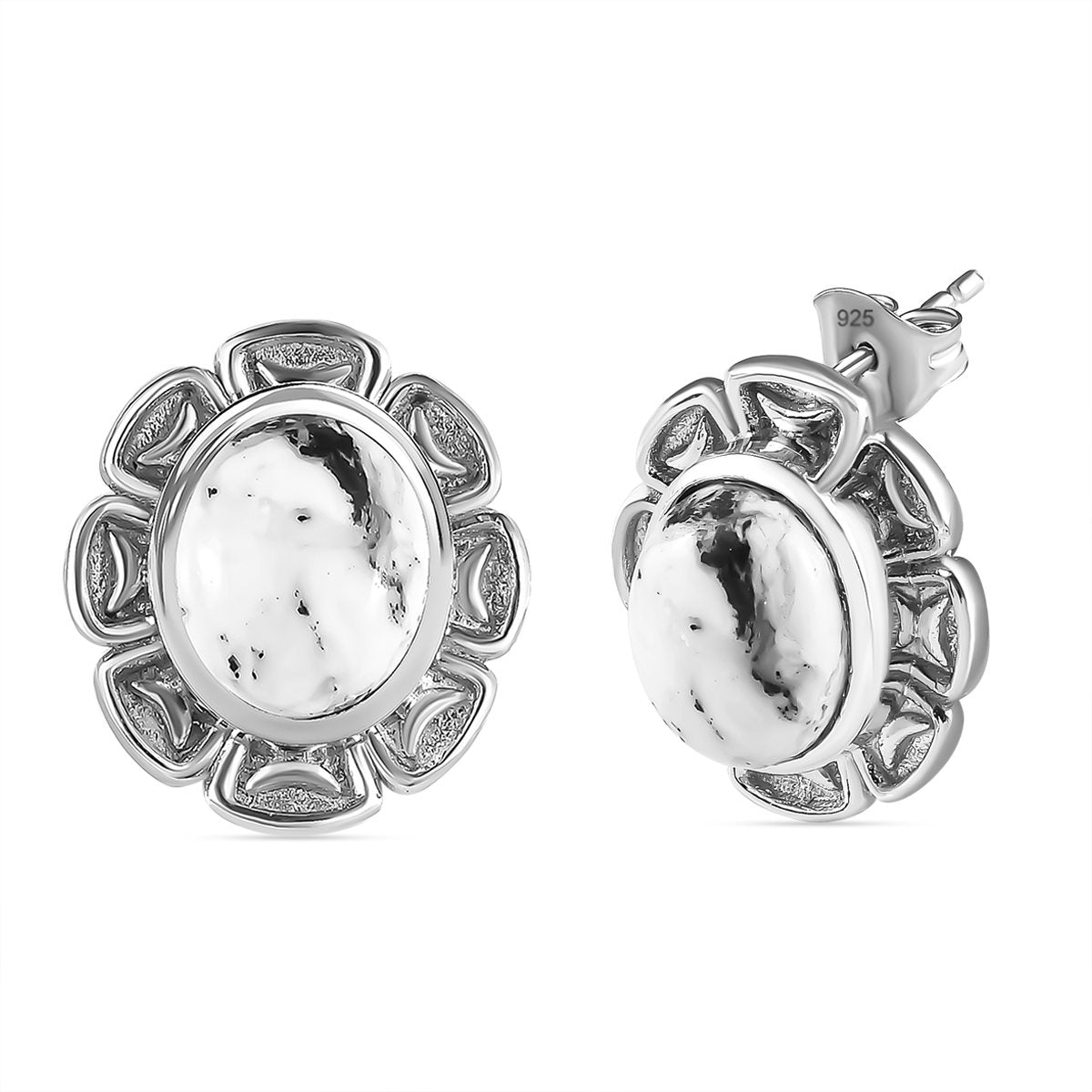 Weißer Büffel Ohrringe 925 Silber platiniert ca. 7.52 ct