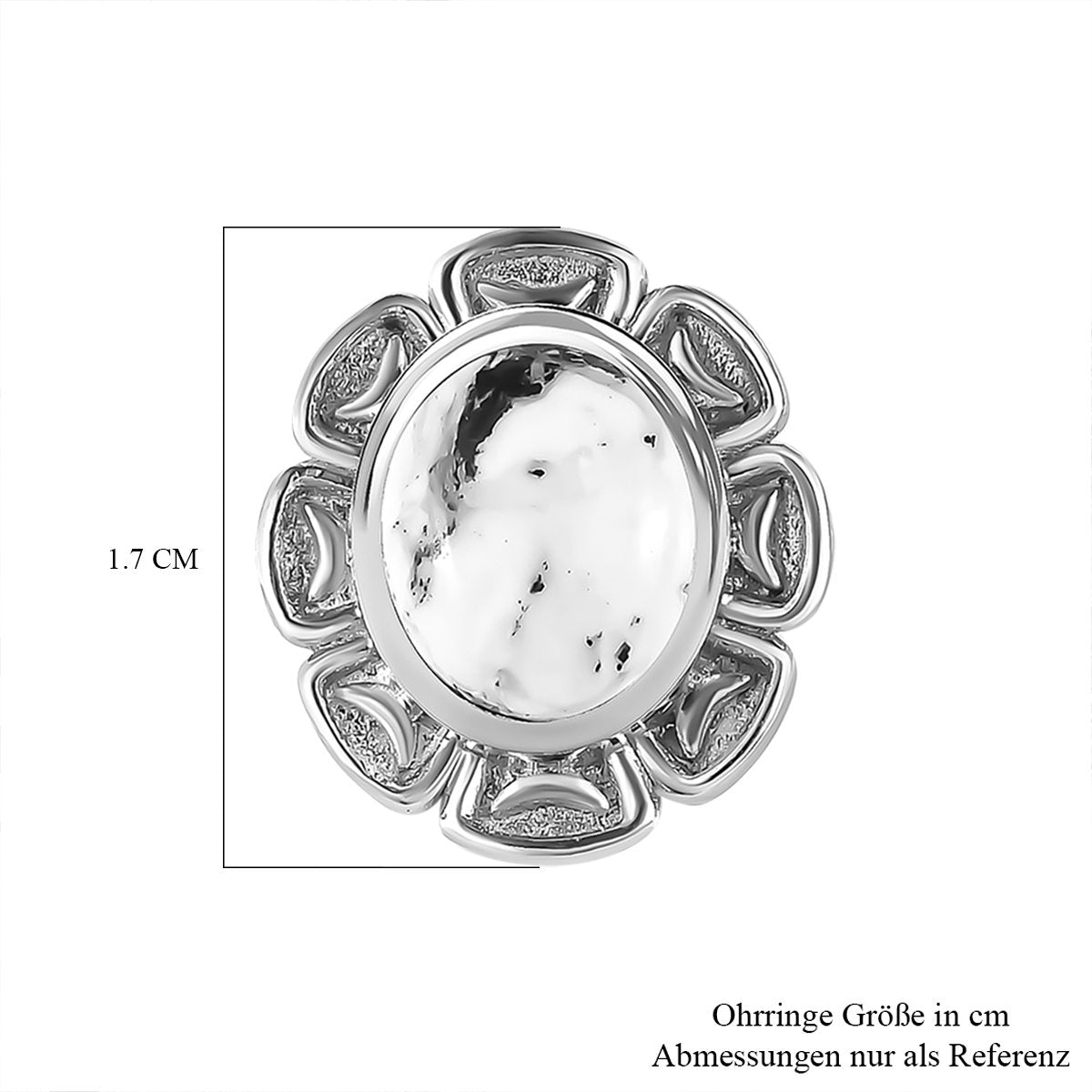 Weißer Büffel Ohrringe 925 Silber platiniert ca. 7.52 ct