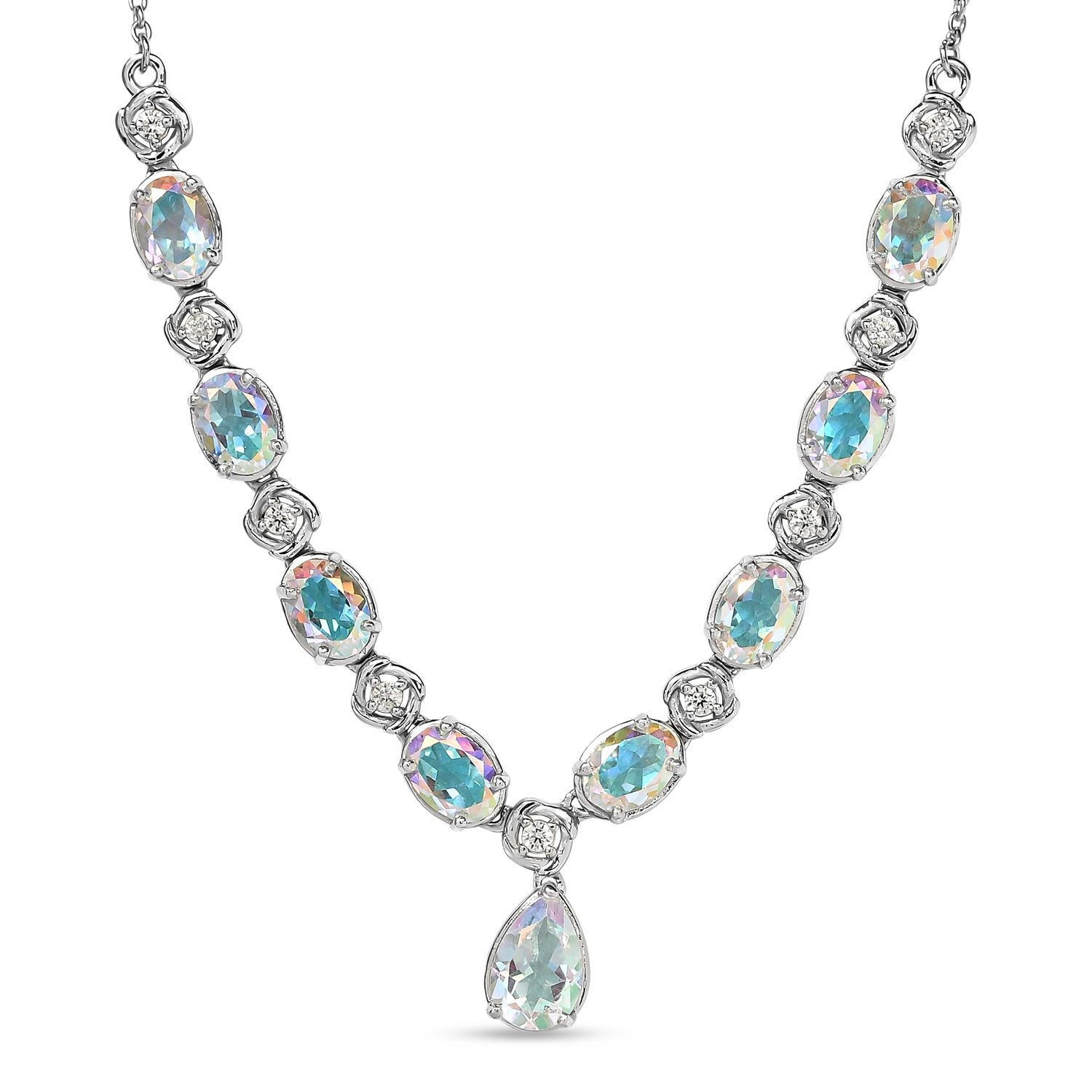 Merkur mystisches Topas Collier, ca. 45 cm, 925 Silber platiniert ca. 10.01 ct