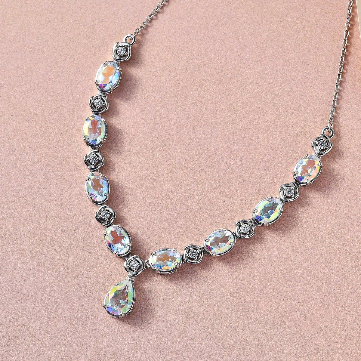 Merkur mystisches Topas Collier, ca. 45 cm, 925 Silber platiniert ca. 10.01 ct
