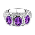Afrikanischer Amethyst Ring, Messing platiniert (Größe 16.00) ca. 2.18 ct