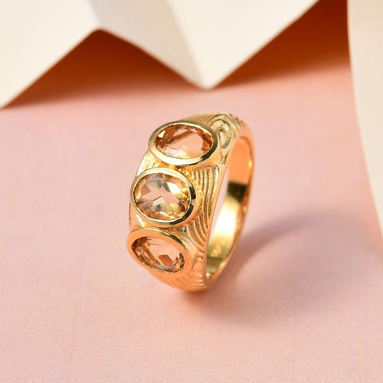 Citrin Ring, Messing vergoldet ca. 2,13 ct