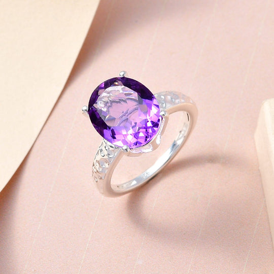 Afrikanischer Amethyst Ring, 925 Silber, , ca. 4.12 ct