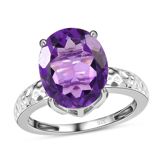 Afrikanischer Amethyst Ring, 925 Silber, , ca. 4.12 ct