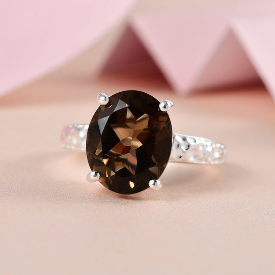 Rauchquarz Ring, 925 Silber, , ca. 4.51 ct