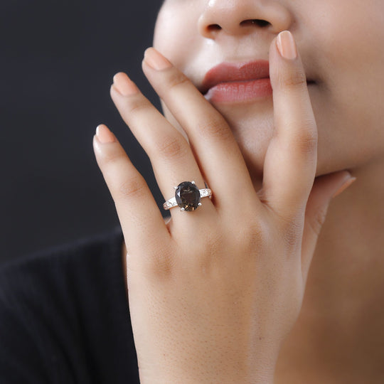 Rauchquarz Ring, 925 Silber, , ca. 4.51 ct